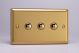 XBM3 Varilight 3 Gang 6 Amp Momentary Push To Make Switch Classic Brushed Brass Effect