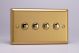 XBP4 Varilight 4 Gang 6 Amp Push-on/off Impulse Switch Classic Brushed Brass Effect