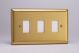 XBPGY3 Varilight 3 Gang Power Grid Faceplate Including Power Grid Frame Classic Brushed Brass Effect