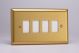 XBPGY4 Varilight 4 Gang Power Grid Faceplate Including Power Grid Frame Classic Brushed Brass Effect