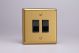 XBR2B Varilight 2 Gang 10 Amp 2 Way & Off Retractive Switch Classic Brushed Brass Effect with Black Switches