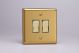 XBR2D Varilight 2 Gang 10 Amp 2 Way & Off Retractive Switch Classic Brushed Brass Effect with Polished Brass Switches