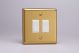 XBR2W Varilight 2 Gang 10 Amp 2 Way & Off Retractive Switch Classic Brushed Brass Effect with White Switches