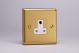 XBRP5AW Varilight 1 Gang 5 Amp White Round Pin Socket 0-1150 Watts Classic Brushed Brass Effect with White Socket