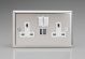 XC5U2SW Varilight 2 Gang 13 Amp Single Pole Switched Socket with 2 x 5V DC 2.1 Amp USB Charging Ports Classic Polished Chrome Coated with White Sockets, and White Switches