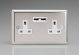 XC5U2W Varilight 2 Gang 13 Amp Single Pole Unswitched Socket with 2 Optimised USB Charging Ports Classic Polished Chrome Coated with White Sockets