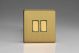 XDBBP2S Varilight 2 Gang 10 Amp Push-to-make, Bell Push, Retractive Switch Screwless Brushed Brass Effect Finish With Polished Brass Switches