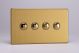 XDBP4S Varilight 4 Gang 6 Amp Push-on/off Impulse Switch Screwless Brushed Brass Effect Finish With Polished Brass Buttons