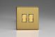 XDBR2S Varilight 2 Gang 10 Amp 2 Way & Off Retractive Switch Screwless Brushed Brass Effect Finish With Polished Brass Switches