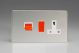 XDC45PWS Varilight 45 Amp Double Pole Horizontal Cooker Panel with 13 Amp Switched Socket Screwless Polished Chrome Coated With Red Switches and White Socket