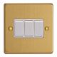 XDE3W.BB Varilight 3 Gang 10 Amp Switch Essential Brushed Brass Finish With White Switches