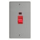 XDE45N.BS Varilight 45 Amp Double Pole Vertical Cooker Switch with Neon Essential Brushed Steel Finish With Red Switch