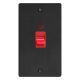 XDE45N.MB Varilight 45 Amp Double Pole Vertical Cooker Switch with Neon Essential Matt Black Finish With Red Switch