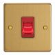 XDE45S.BB Varilight 45 Amp Double Pole Cooker Switch Essential Brushed Brass Finish With Red Switch