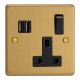 XDE4U2SB.BB Varilight 4 Gang 5V DC 4800mA USB Charging Port Essential Brushed Brass Finish With Black Sockets