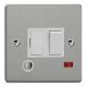 XDE6FONW.BS Varilight 1 Gang 13 Amp Switched Fused Spur with Flex Outlet and Neon Essential Brushed Steel Finish With White Switch, Fuse Cover and Flex Out