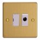 XDE6UFOW.BB Varilight 1 Gang 13 Amp Unswitched Fused Spur with Flex Outlet Essential Brushed Brass Finish With White Fuse Cover and Flex Outlet