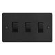 XDE73B.MB [XDEPGY3.MB + 3x G103SB] Varilight 3 Gang Comprising of 3 Intermediate (3 Way) 10 Amp Switch Essential Matt Black Finish With Black Switches, On a Double Plate