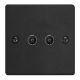 XDEG88.MB Varilight 2 Gang Black Co-axial TV Socket Essential Matt Black Finish