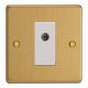 XDEG8ISOW.BB Varilight 1 Gang White Isolated Co-axial TV Socket Essential Brushed Brass Finish