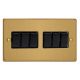 XDE96B.BB Varilight 6 Gang 10 Amp Switch Essential Brushed Brass Finish With Black Switches