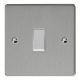 XDEBP1W.BS [XDEPGY1.BS +  G100PW] Varilight 1 Gang 10 Amp Push-to-make, Bell Push, Retractive Switch Essential Brushed Steel Finish With White Switch