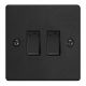 XDEBP2B.MB [XDEPGY2.MB +  2x G100PB] Varilight 2 Gang 10 Amp Push-to-make, Bell Push, Retractive Switch Essential Matt Black Finish With Black Switches