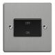 XDEFIB.BS Varilight Fan Isolating 10 Amp Triple Pole Switch Essential Brushed Steel Finish With Black Switch