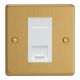 XDEGRJ456AW.BB [XDEG1.BB + DRJ456AW] Varilight 1 Gang White Cat6A Networking Socket Essential Brushed Brass Finish