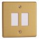 XDEPGY2.BB Varilight 2 Gang Power Grid Screwless Faceplate Including Power Grid Frames Essential Brushed Brass Finish