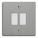 XDEPGY2.BS Varilight 2 Gang Power Grid Screwless Faceplate Including Power Grid Frames Essential Brushed Steel Finish