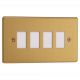 XDEPGY4.BB Varilight 4 Gang Power Grid Screwless Faceplate Including Power Grid Frames Essential Brushed Brass Finish