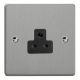 XDERP2AB.BS Varilight 1 Gang 2 Amp Black Round Pin Socket 0-460 Watts Essential Brushed Steel Finish With Black Socket