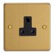 XDERP5AB.BB Varilight 1 Gang 5 Amp Black Round Pin Socket 0-1150 Watts Essential Brushed Brass Finish With Black Socket