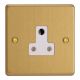 XDERP5AW.BB Varilight 1 Gang 5 Amp White Round Pin Socket 0-1150 Watts Essential Brushed Brass Finish With White Socket