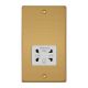 XDESSW.BB Varilight White Dual Voltage 240V/115V IP41 Shaver Socket Essential Brushed Brass Finish With White Socket