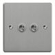 XDET2.BS Varilight 2 Gang 10 Amp Toggle Switch Essential Brushed Steel Finish With Black Toggle Switches