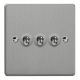 XDET3.BS Varilight 3 Gang 10 Amp Toggle Switch Essential Brushed Steel Finish With Black Toggle Switches