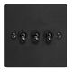 XDET3.MB Varilight 3 Gang 10 Amp Toggle Switch Essential Matt Black Finish With Black Toggle Switches