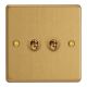 XDET71.BB Varilight 2 Gang Comprising of 1 Intermediate (3 Way) and 1 Standard (1 or 2 Way) 10 Amp Toggle Switch Essential Brushed Brass Finish With Black Toggle Switches