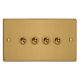 XDET9.BB Varilight 4 Gang 10 Amp Toggle Switch Essential Brushed Brass Finish With Black Toggle Switches