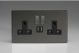 XDI5U2SBS Varilight 2 Gang 13 Amp Single Pole Switched Socket with 2 x 5V DC 2.1 Amp USB Charging Ports Screwless Iridium Black (Gloss) Effect Finish With Black Sockets, and Iridium Black Switches