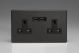 XDL5U2BS Varilight 2 Gang 13 Amp Single Pole Unswitched Socket with 2 Optimised USB Charging Ports Screwless Premium Black Plastic With Black Sockets