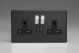 XDL5U2SBS Varilight 2 Gang 13 Amp Single Pole Switched Socket with 2 x 5V DC 2.1 Amp USB Charging Ports Screwless Premium Black Plastic With Black Sockets, and Polished Chrome Switches