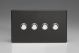 XDLM4S Varilight 4 Gang 6 Amp Momentary Push To Make Switch Screwless Premium Black Plastic With Chrome Buttons