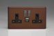 XDM5UACBS Varilight 2 Gang 13 Amp Single Pole Switched Socket with USB-A and USB-C Charging Ports With Qualcomm QuickCharge 3.0 Screwless Mocha Effect Finish With Black Sockets, and Iridium Black Switches