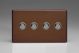 XDMP4S Varilight 4 Gang 6 Amp Push-on/off Impulse Switch Screwless Mocha Effect Finish With Iridium Black Buttons