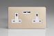 XDN5U2WS Varilight 2 Gang 13 Amp Single Pole Unswitched Socket with 2 Optimised USB Charging Ports Screwless Satin Chrome Effect Finish With White Sockets