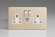XDN5UACWS Varilight 2 Gang 13 Amp Single Pole Switched Socket with USB-A and USB-C Charging Ports With Qualcomm QuickCharge 3.0 Screwless Satin Chrome Effect Finish With White Sockets, and Polished Chrome Switches