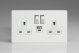 XDQ5UACWS Varilight 2 Gang 13 Amp Single Pole Switched Socket with USB-A and USB-C Charging Ports With Qualcomm QuickCharge 3.0 Screwless Premium White Plastic With White Sockets, and Polished Chrome Switches